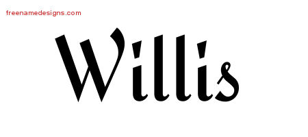 Calligraphic Stylish Name Tattoo Designs Willis Free Graphic