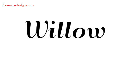 Art Deco Name Tattoo Designs Willow Printable