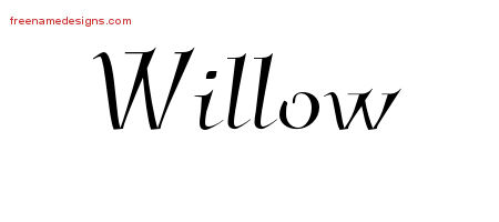 Elegant Name Tattoo Designs Willow Free Graphic