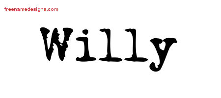 Vintage Writer Name Tattoo Designs Willy Free