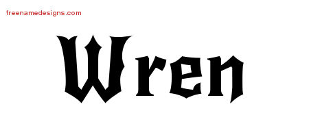 Gothic Name Tattoo Designs Wren Free Graphic