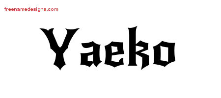Gothic Name Tattoo Designs Yaeko Free Graphic
