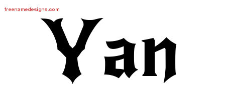 Gothic Name Tattoo Designs Yan Free Graphic