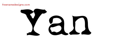 Vintage Writer Name Tattoo Designs Yan Free Lettering