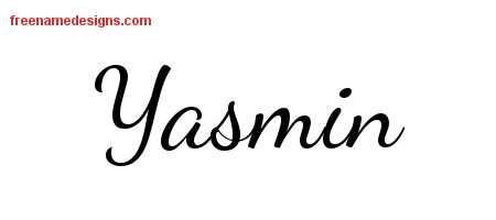 Lively Script Name Tattoo Designs Yasmin Free Printout