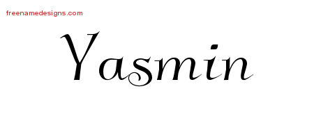 Elegant Name Tattoo Designs Yasmin Free Graphic
