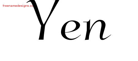 Elegant Name Tattoo Designs Yen Free Graphic