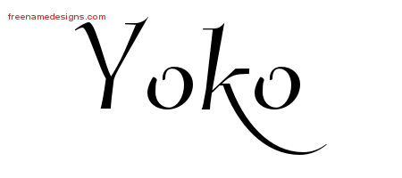 Elegant Name Tattoo Designs Yoko Free Graphic