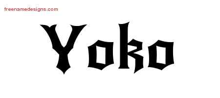 Gothic Name Tattoo Designs Yoko Free Graphic