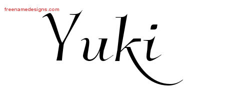 Elegant Name Tattoo Designs Yuki Free Graphic
