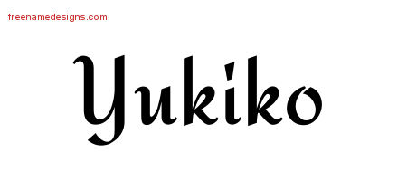 Calligraphic Stylish Name Tattoo Designs Yukiko Download Free