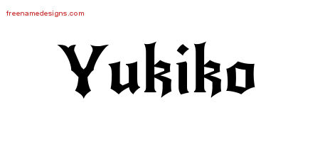 Gothic Name Tattoo Designs Yukiko Free Graphic
