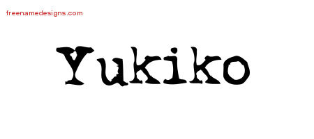 Vintage Writer Name Tattoo Designs Yukiko Free Lettering