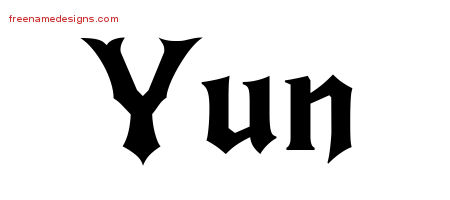 Gothic Name Tattoo Designs Yun Free Graphic