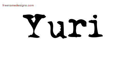 Vintage Writer Name Tattoo Designs Yuri Free Lettering