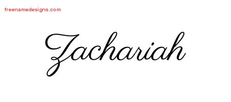 Classic Name Tattoo Designs Zachariah Printable