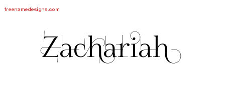 Decorated Name Tattoo Designs Zachariah Free Lettering