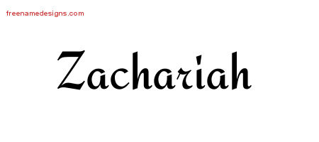 Calligraphic Stylish Name Tattoo Designs Zachariah Free Graphic