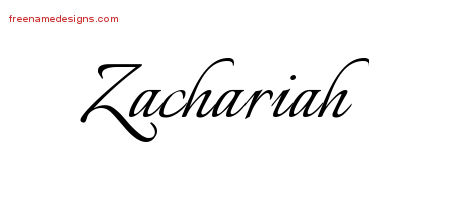 Calligraphic Name Tattoo Designs Zachariah Free Graphic