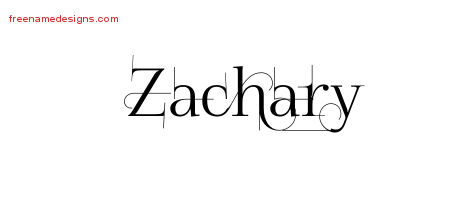 Decorated Name Tattoo Designs Zachary Free Lettering