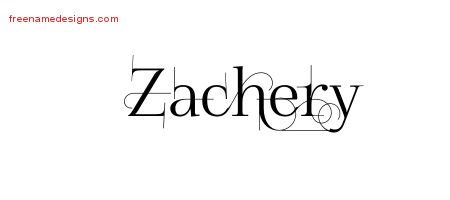 Decorated Name Tattoo Designs Zachery Free Lettering