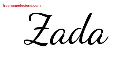Lively Script Name Tattoo Designs Zada Free Printout
