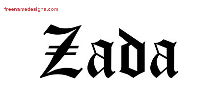 Blackletter Name Tattoo Designs Zada Graphic Download