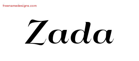 Art Deco Name Tattoo Designs Zada Printable