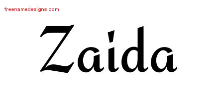 Calligraphic Stylish Name Tattoo Designs Zaida Download Free