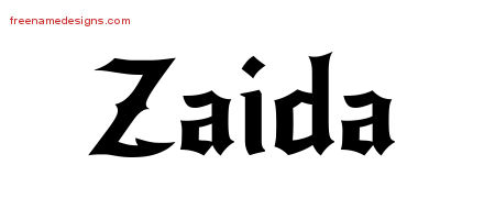 Gothic Name Tattoo Designs Zaida Free Graphic