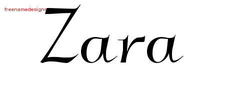 Elegant Name Tattoo Designs Zara Free Graphic