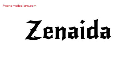 Gothic Name Tattoo Designs Zenaida Free Graphic