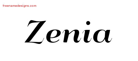 Art Deco Name Tattoo Designs Zenia Printable