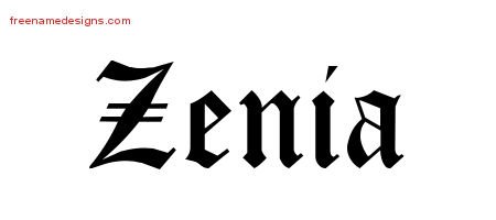 Blackletter Name Tattoo Designs Zenia Graphic Download