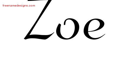 Elegant Name Tattoo Designs Zoe Free Graphic