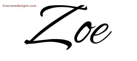 Cursive Name Tattoo Designs Zoe Download Free