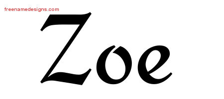 Calligraphic Stylish Name Tattoo Designs Zoe Download Free