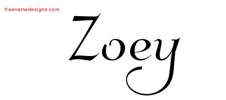 Elegant Name Tattoo Designs Zoey Free Graphic