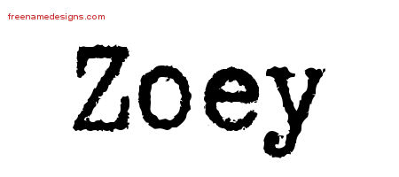 Typewriter Name Tattoo Designs Zoey Free Download