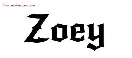 Gothic Name Tattoo Designs Zoey Free Graphic