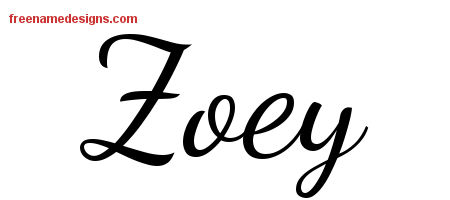 Lively Script Name Tattoo Designs Zoey Free Printout