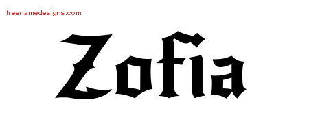 Gothic Name Tattoo Designs Zofia Free Graphic