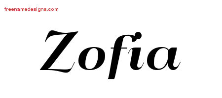 Art Deco Name Tattoo Designs Zofia Printable