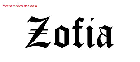 Blackletter Name Tattoo Designs Zofia Graphic Download