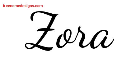 Lively Script Name Tattoo Designs Zora Free Printout